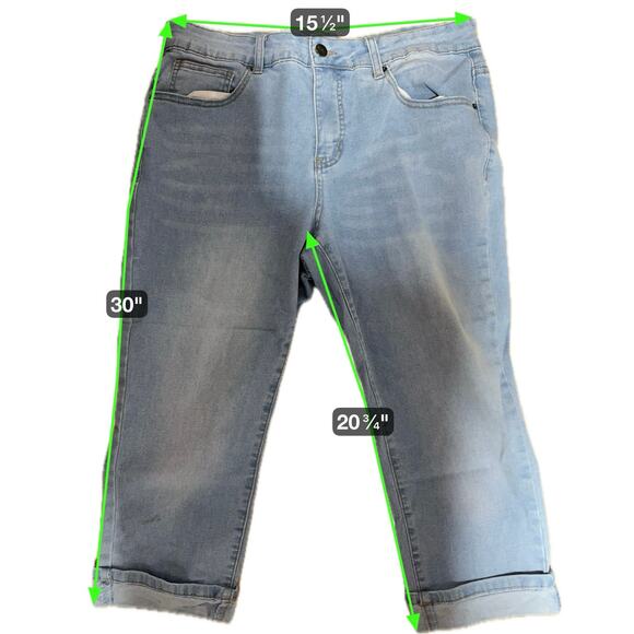 BLEU Women's 14W Light Wash Stretch Crop Jeans Pull-On Style Comfort Fit - Picture 9 of 9